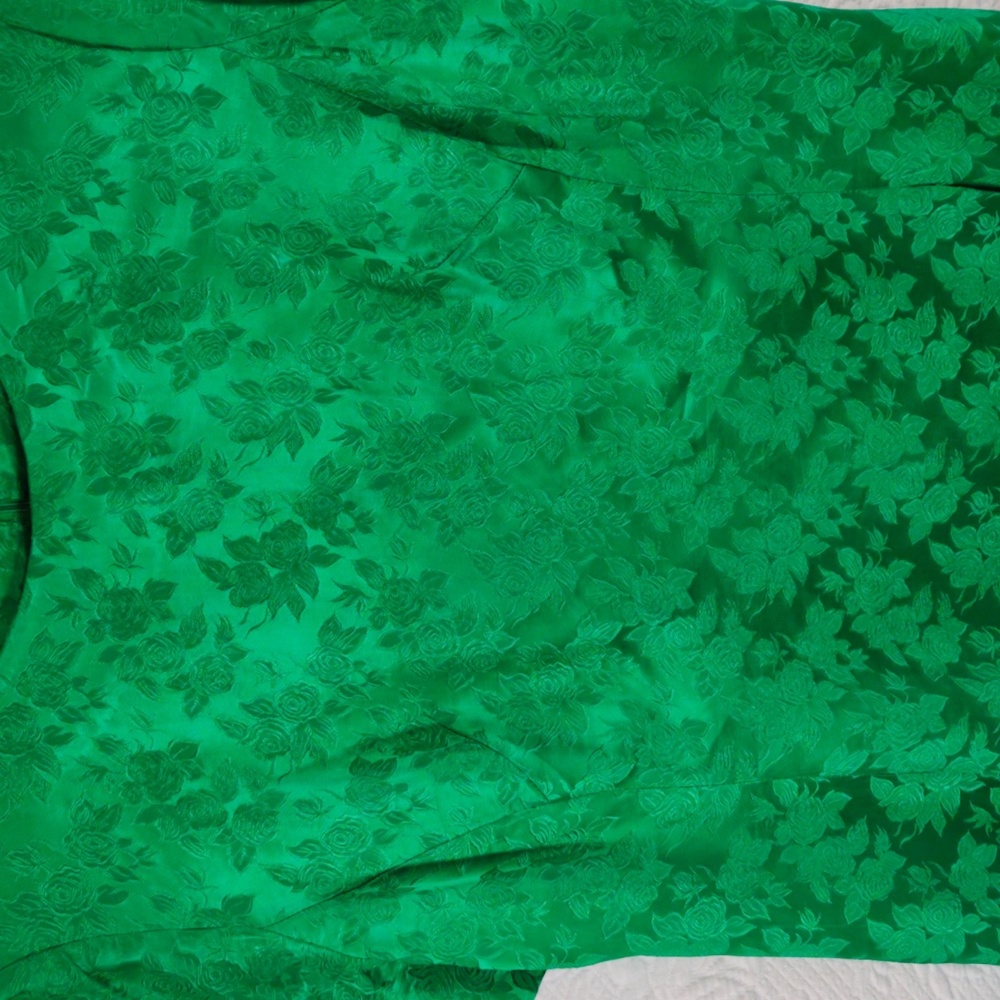 Vintage 1960s Handmade Brocade Rose Print Lined Dress & Short Jacket - Picture 12 of 16